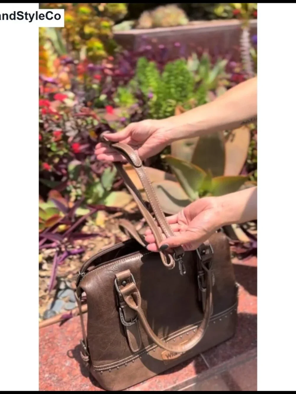 Faux Leather Western Barrel Satchel Handbag with Detachable Strap, 3 Pockets